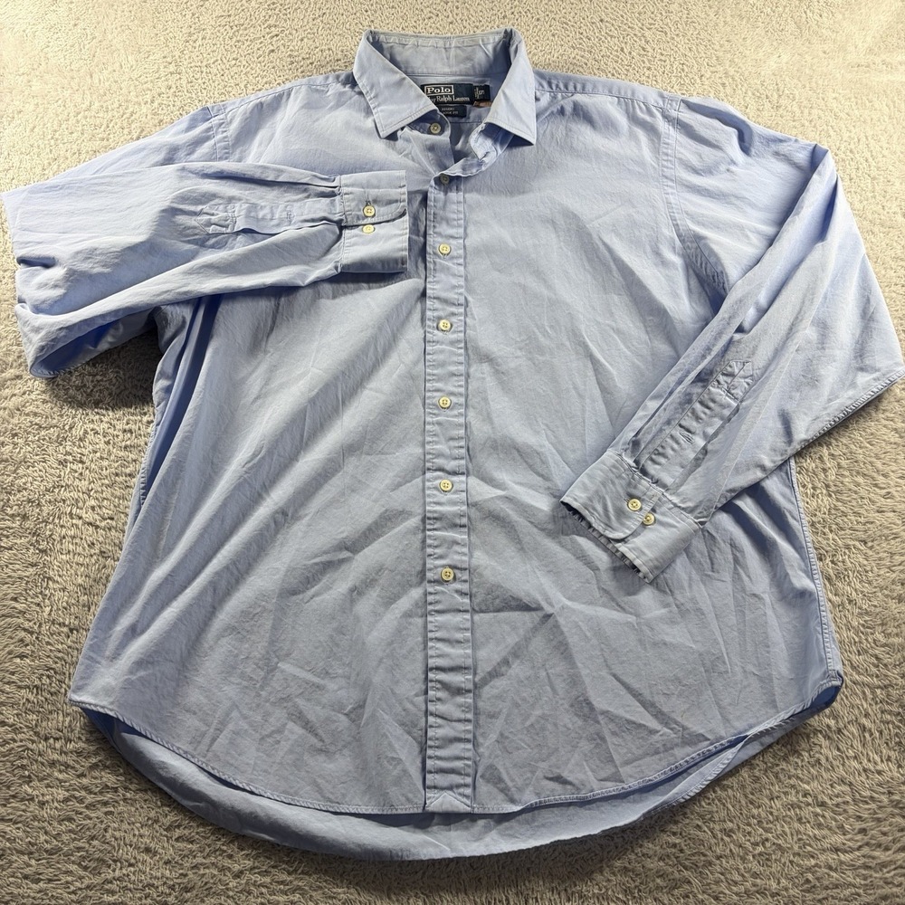 Polo Ralph Lauren Dress Shirt Mens XL Blue 17.5 Regent Classic Fit